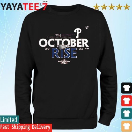 Phillies October Rise 2022 Postseason Locker Room Baseball Tee