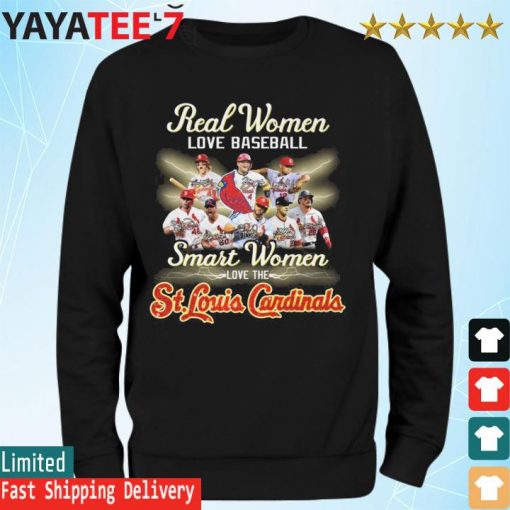 Real Women love baseball smart Women love the St Louis Cardinals team signatures s Sweatshirt