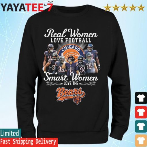 Real Women love football smart Women love the Chicago Bears team signatures s Sweatshirt