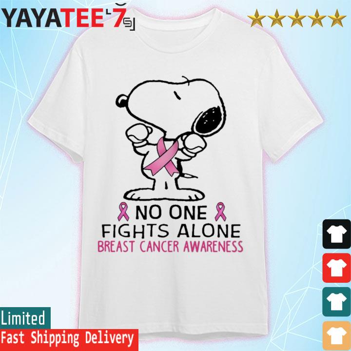 Snoopy No One Fights Alone Breast Cancer Awareness Shirt, ls, hoodie