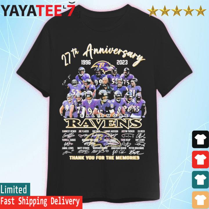 27th Anniversary 1996 – 2023 Baltimore Ravens Thank You For The Memories T-Shirt