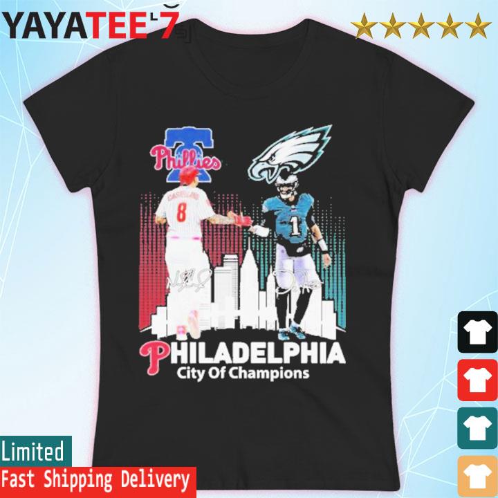 Philadelphia Phillies City Of Champions Philadelphia Phillies And  Philadelphia Eagles Signatures shirt