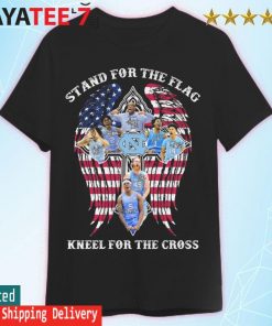 Awesome north Carolina Tar Heels stand for the flag kneel for the cross American flag shirt