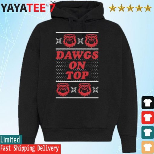 Georgia Bulldog Dawgs On Top ugly Christmas Sweater Hoodie