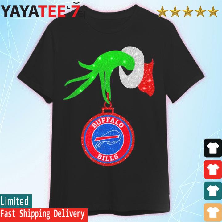 Grinch Hand Holding Buffalo Bills Christmas T-Shirt - TeeNavi