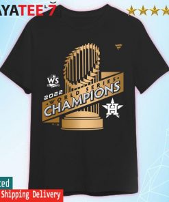 Men's Houston Astros 2022 World series champions Trophy gold shirt