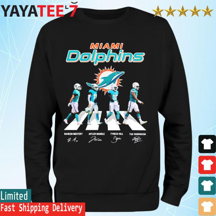 Miami Dolphins Raheem Mostert Jaylen Waddle Tyreek Hill And Tua Tagovailoa  Abbey Road Signatures Shirt - Limotees