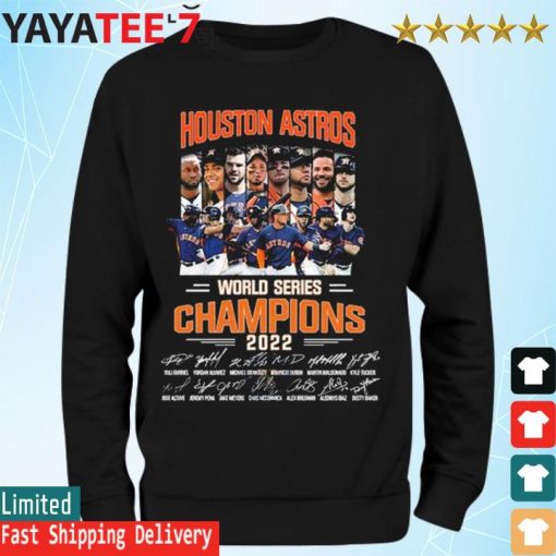 MLB Houston Astros team football 2022 World Series Champions signatures s Sweatshirt