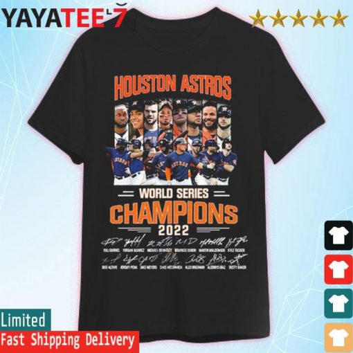 MLB Houston Astros team football 2022 World Series Champions signatures shirt