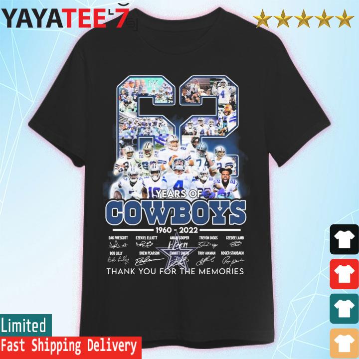 Dallas Cowboys Team Abbey Road 62 Years 1960 2022 Signatures Thank You For  The Memories Shirt, hoodie, sweater, long sleeve and tank top