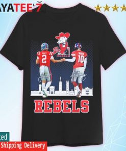 Ole Miss Rebels Jaxson Dart and Eli Manning Rebels city signatures shirt