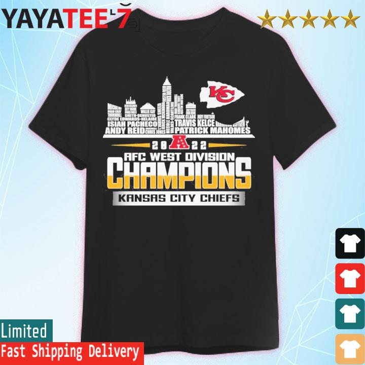 2022 AFC west division Champions Kansas City Chiefs players name skyline shirt