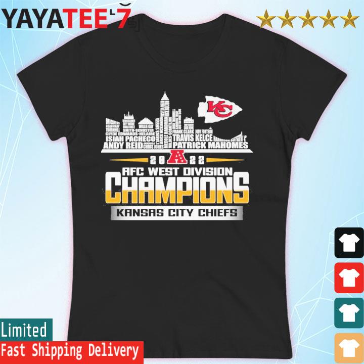 2022 AFC west division Champions Kansas City Chiefs players name skyline s Women's T-shirt