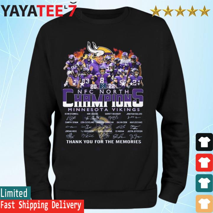 NFC North Champions Minnesota Vikings Thank You For The Memories Signatures  T-shirt, hoodie, sweater, long sleeve and tank top