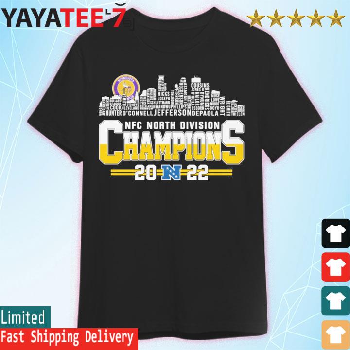 2022 NFC North division Champions Minnesota Vikings Players names city  skyline Shirt, hoodie, sweater, long sleeve and tank top