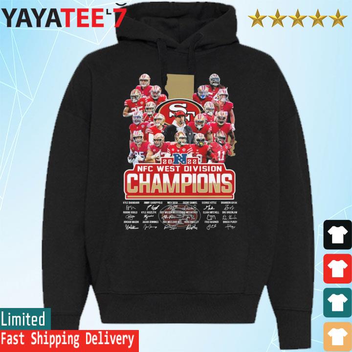 San Francisco 49ers team 2022 NFC West Division Champions signatures shirt,  hoodie, sweater, long sleeve and tank top