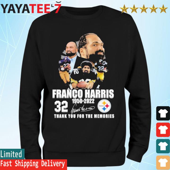 Franco Harris 1950-2022 thank you for the memories signature shirt, hoodie,  sweater, long sleeve and tank top