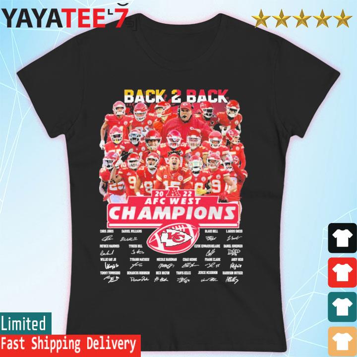 Back To Back 2022 AFC West Champions Kansas City Chiefs team signatures shirt hoodie sweater long sleeve and tank top