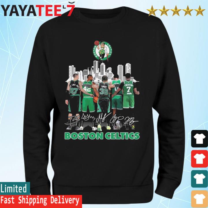 Boston Celtics Skyline Marcus Smart Jayson Tatum And Jaylen Brown Signatures s Sweatshirt