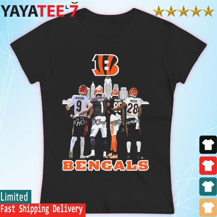 Cincinnati Bengals Who Dey Chase Burrow Mixon Signatures Unisex Shirt -  Jolly Family Gifts