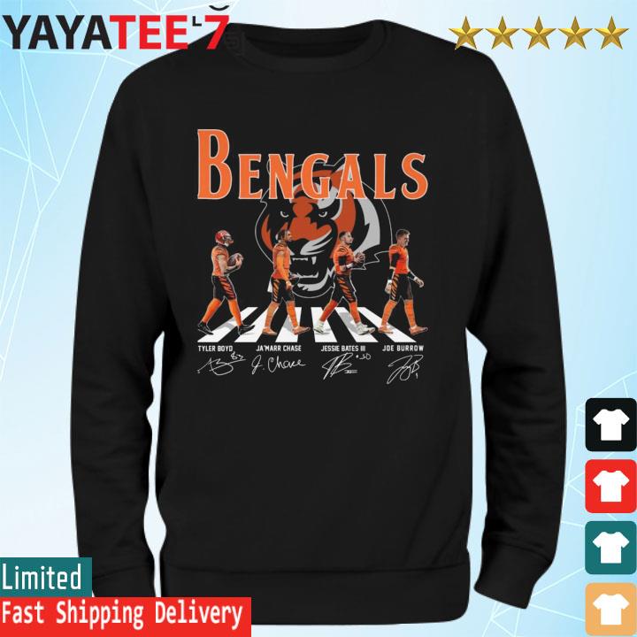 The Bengals Tyler Boyd Ja' Marr Chase Jessie Bates III Joe Burrow abbey road  signatures shirt, hoodie, tank top, sweater and long sleeve t-shirt