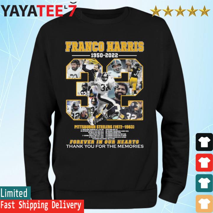 Pittsburgh Steelers 32 Franco Harris 1972-1983 thank You for the memories  signature shirt, hoodie, sweater, long sleeve and tank top