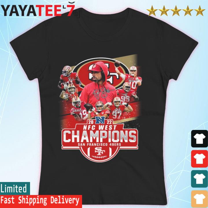 2022 NFC West Champions San Francisco 49ers team signatures s Women's T-shirt
