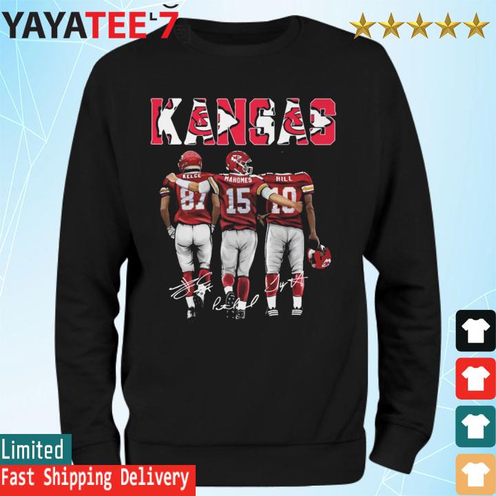 Kansas City Chiefs Football Team Travis Kelce Patrick Mahomes And Tyreek Hill Signatures s Sweatshirt
