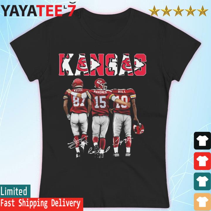 Kansas City Chiefs Football Team Travis Kelce Patrick Mahomes And Tyreek Hill Signatures s Women's T-shirt