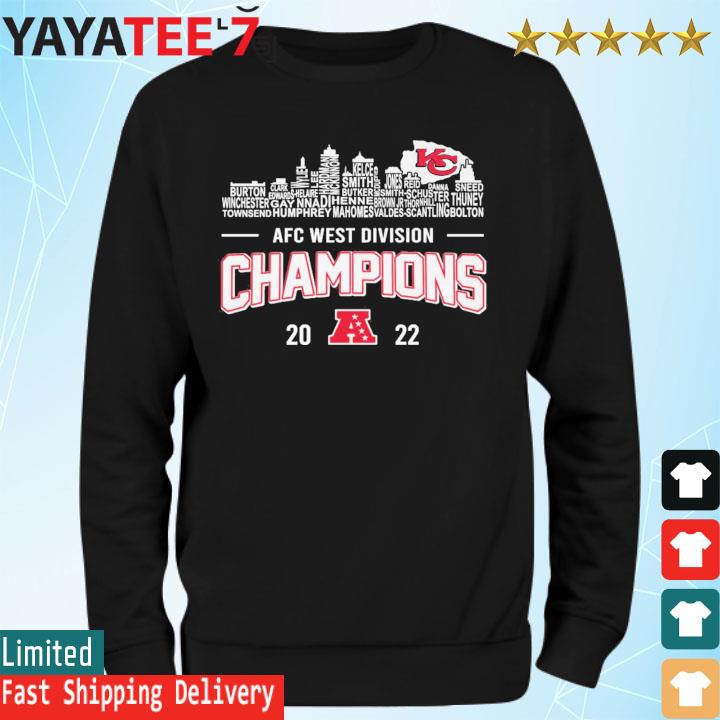 Kansas City Chiefs Player Name Skyline Afc West Division Champions 2022  shirt, hoodie, sweater and long sleeve