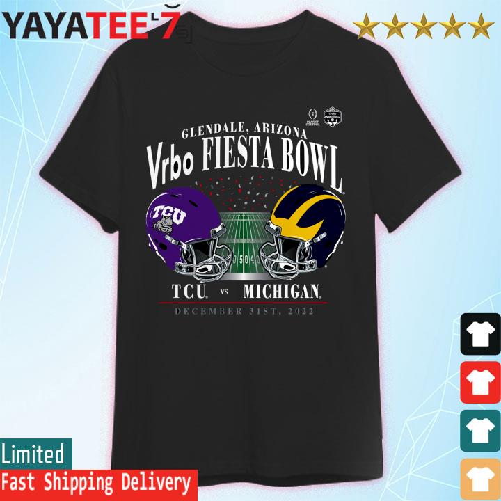 Michigan Wolverines vs TCU Horned Frogs College Football Playoff 2022 Fiesta Bowl Matchup Old School T-Shirt
