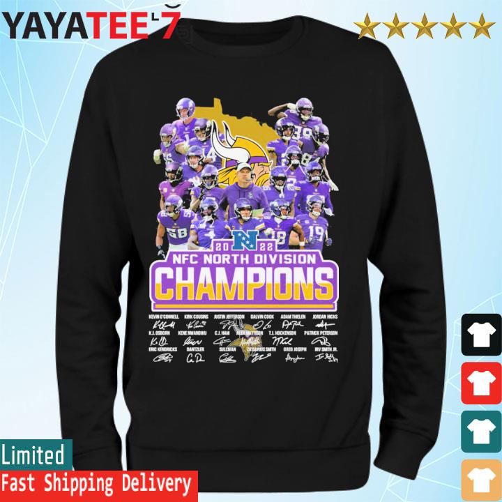 Minnesota Vikings 2022 NFC North Champions Go Vikings Signatures Sweatshirt,  hoodie, sweater, long sleeve and tank top