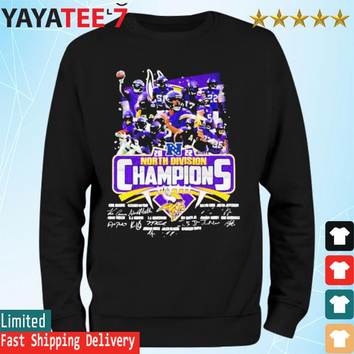 Official Minnesota Vikings 2022 North Division Champions signatures shirt,  hoodie, sweater and long sleeve