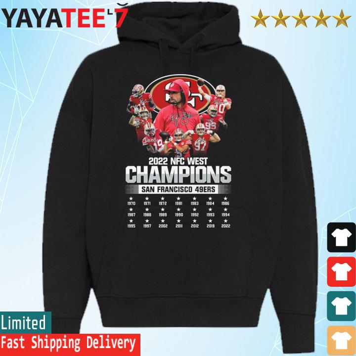 San Francisco 49ers team football 2022 NFC West Division Champions 1970-2022 signatures s Hoodie