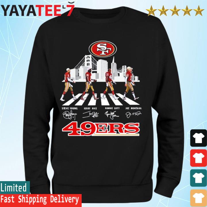 Trending san francisco 49ers jerry rice vs Joe Montana city signatures Shirt,  hoodie, sweater, long sleeve and tank top