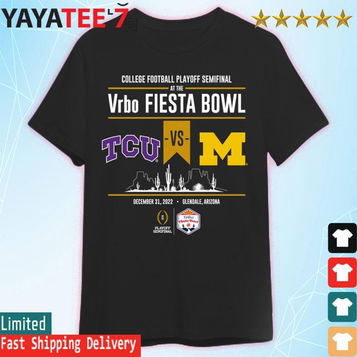 TCU vs Michigan football College Football Playoff Fiesta Bowl Head to Head Black T-Shirt