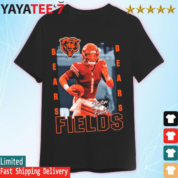 Youth Justin Fields Black Chicago Bears Play Action Graphic T-Shirt