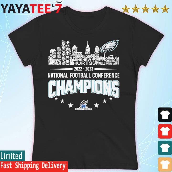 Official 2022-2023 National Football Conference Champions Philadelphia  Eagles team signatures shirt, hoodie, sweater, long sleeve and tank top