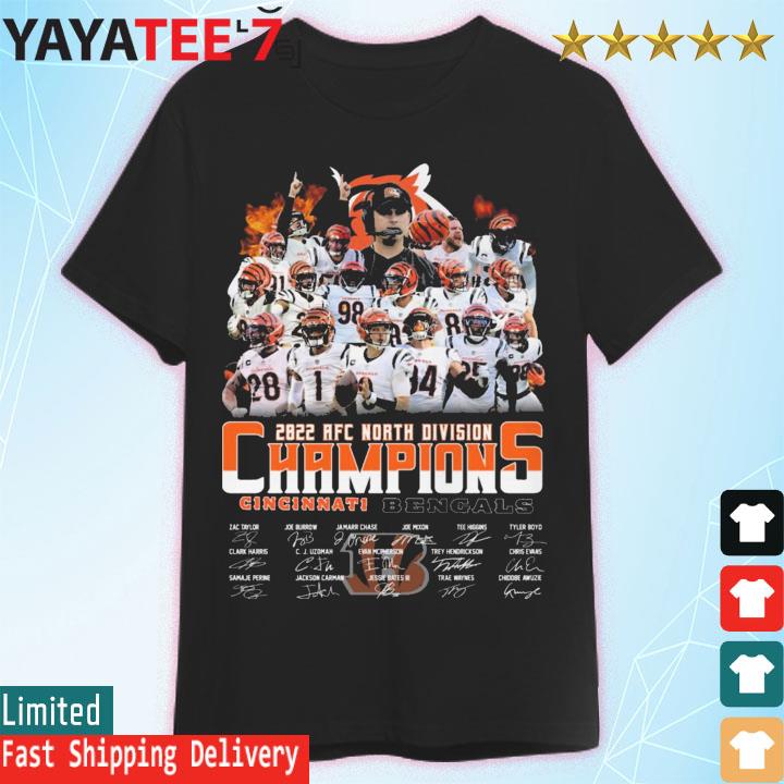 2022 cincinnati bengals team signature afc north division champions shirt,  hoodie, sweater, long sleeve and tank top