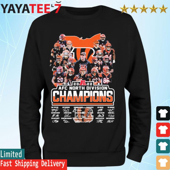 2022 cincinnati bengals team signature afc north division champions shirt,  hoodie, sweater, long sleeve and tank top