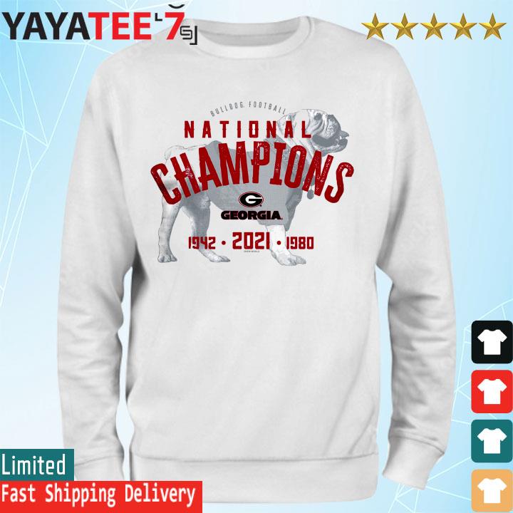 Georgia Bulldogs 3-Time Football National Champions Sketch T-Shirt - White