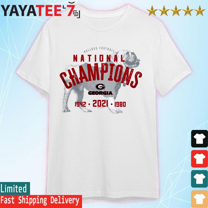 Men's White Georgia Bulldogs 3-Time Football National Champions Sketch  T-Shirt