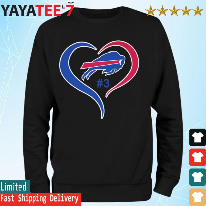 Heart Buffalo Bills #3 Damar Hamlin shirt,Sweater, Hoodie, And Long  Sleeved, Ladies, Tank Top