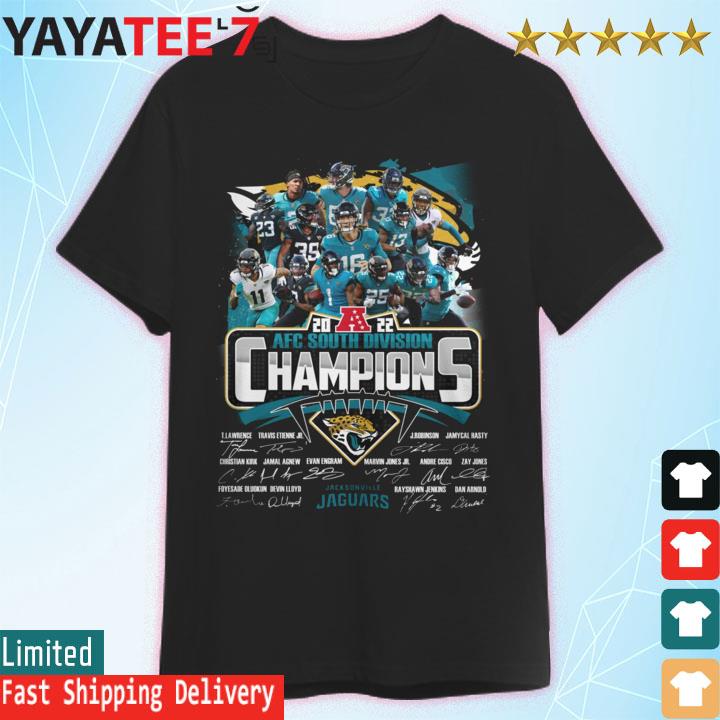 Jacksonville Jaguars 2022 AFC South Champions Signatures T-shirt - Kaiteez