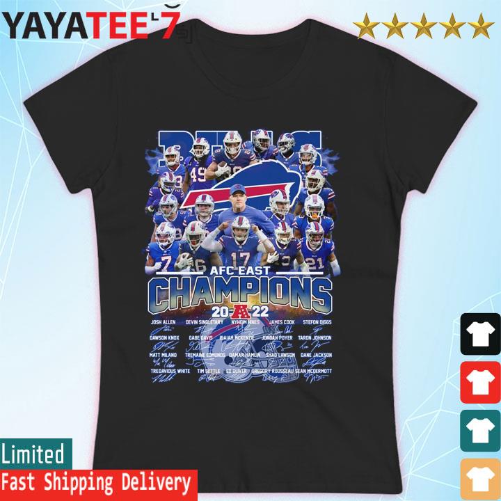 Buffalo Bills Signatures NFL Champions AFC East 2021 Football T-Shirt -  Jolly Family Gifts