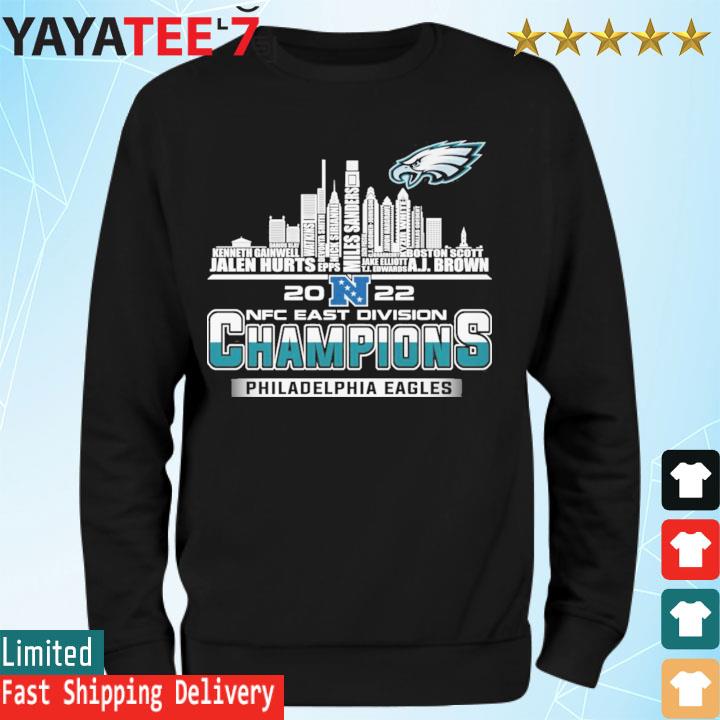 Philadelphia Eagles Player Names Skyline Nfc East Division Champions 2022  shirt, hoodie, sweater and long sleeve