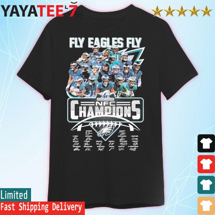 NFC Champions fly Eagles fly Philadelphia Eagles signatures shirt