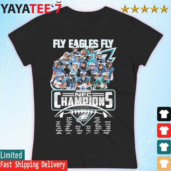 NFC Champions fly Eagles fly Philadelphia Eagles signatures shirt