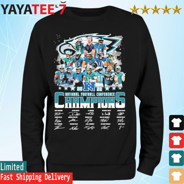 Philadelphia Eagles 2023 National Football Conference Champions signatures  shirt, hoodie, sweater, long sleeve and tank top