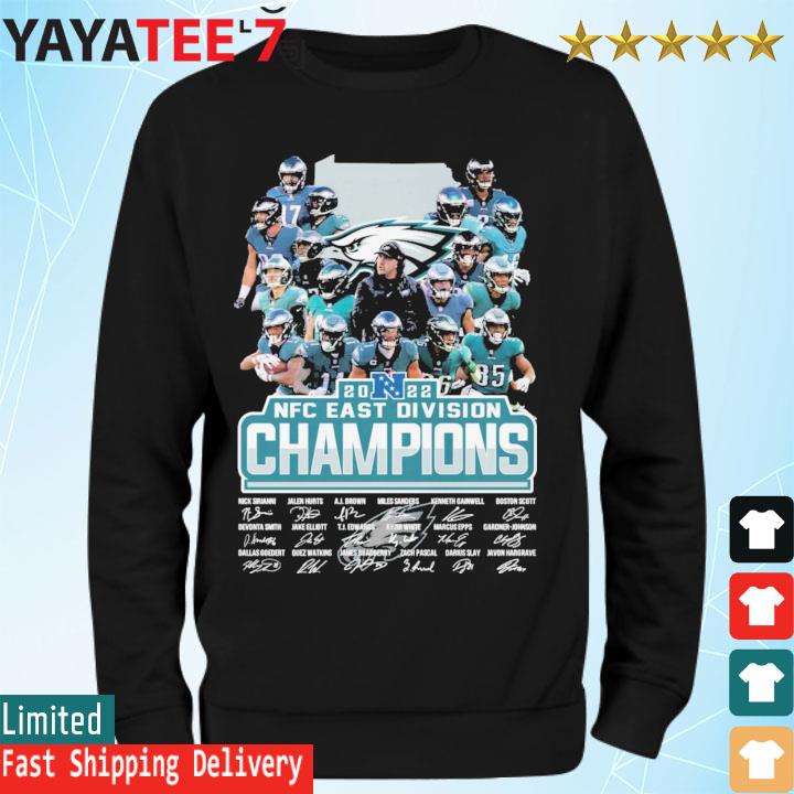 Philadelphia Eagles NFC East Division Champions 2019 Signatures Long Sleeve  T-Shirt in 2023